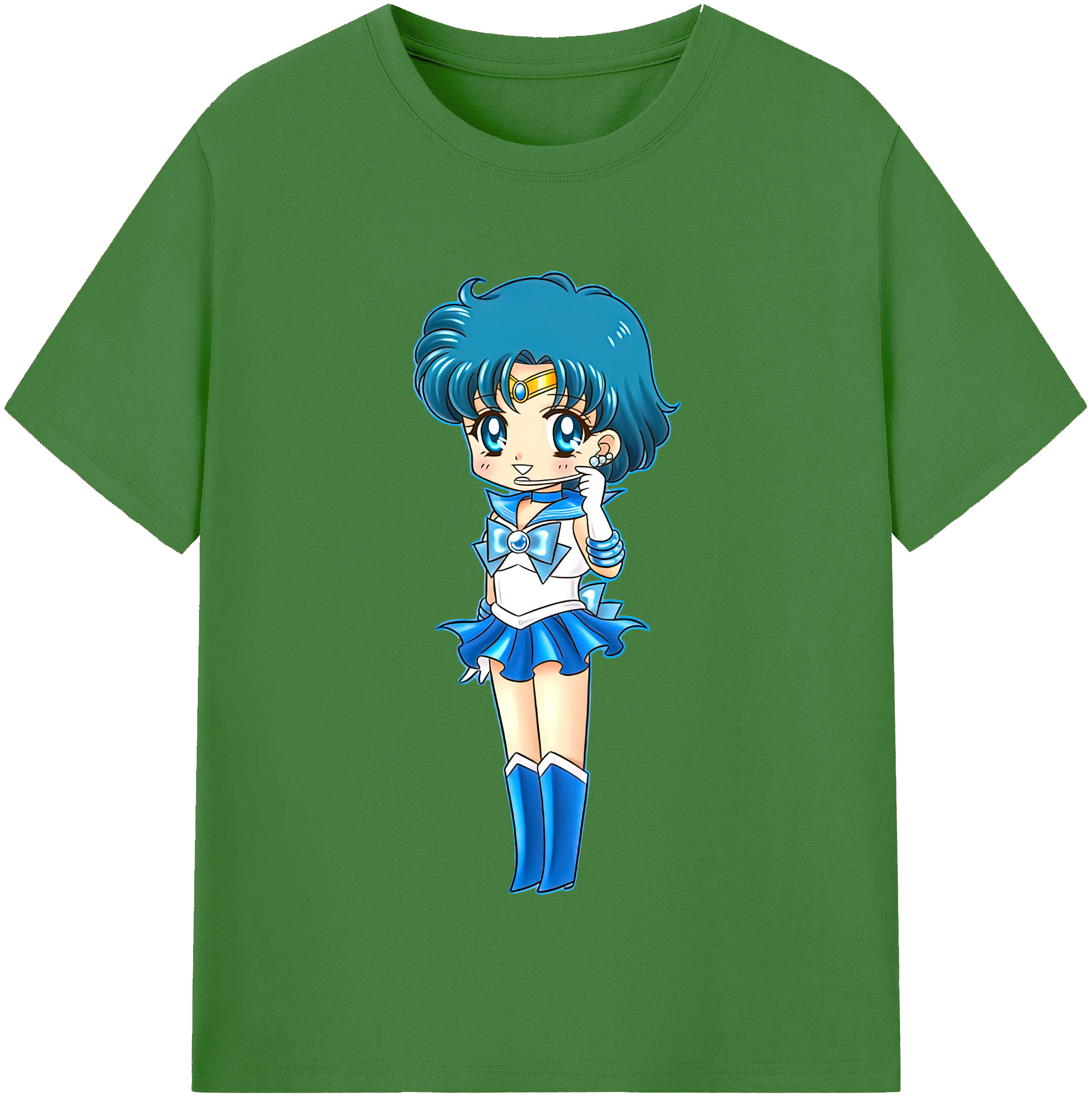 （画像用） 美少女戦士セーラームーン 水野 亜美 みずの あみ Sailor Moon Mizuno Ami レディースカジュアルプリントTシャツ（綿100％）